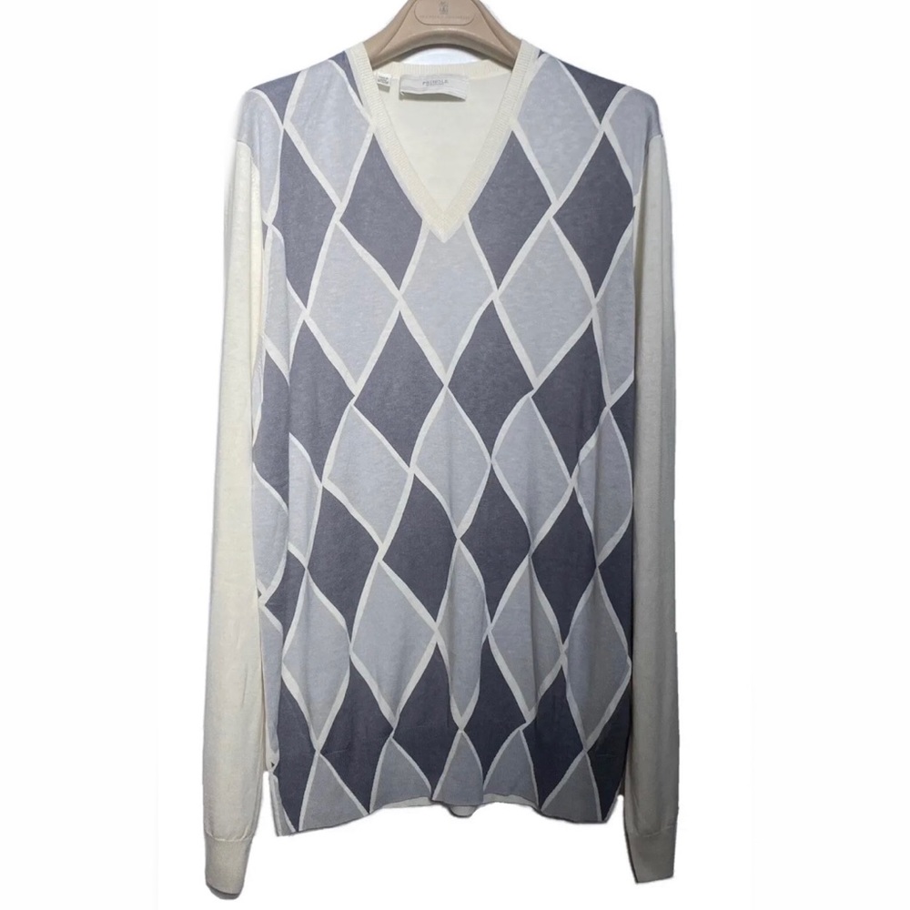 NWOT PRINGLE Of Scotland Argyle Sweater, Silk & Cotton, size XL,